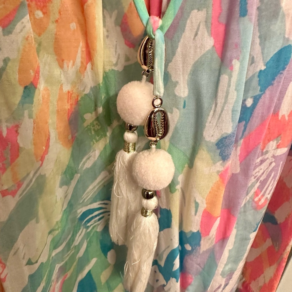 Lilly Pulitzer Alanna Cold Off Shoulder Dress Sparkling Sands Tassel - Picture 10 of 10